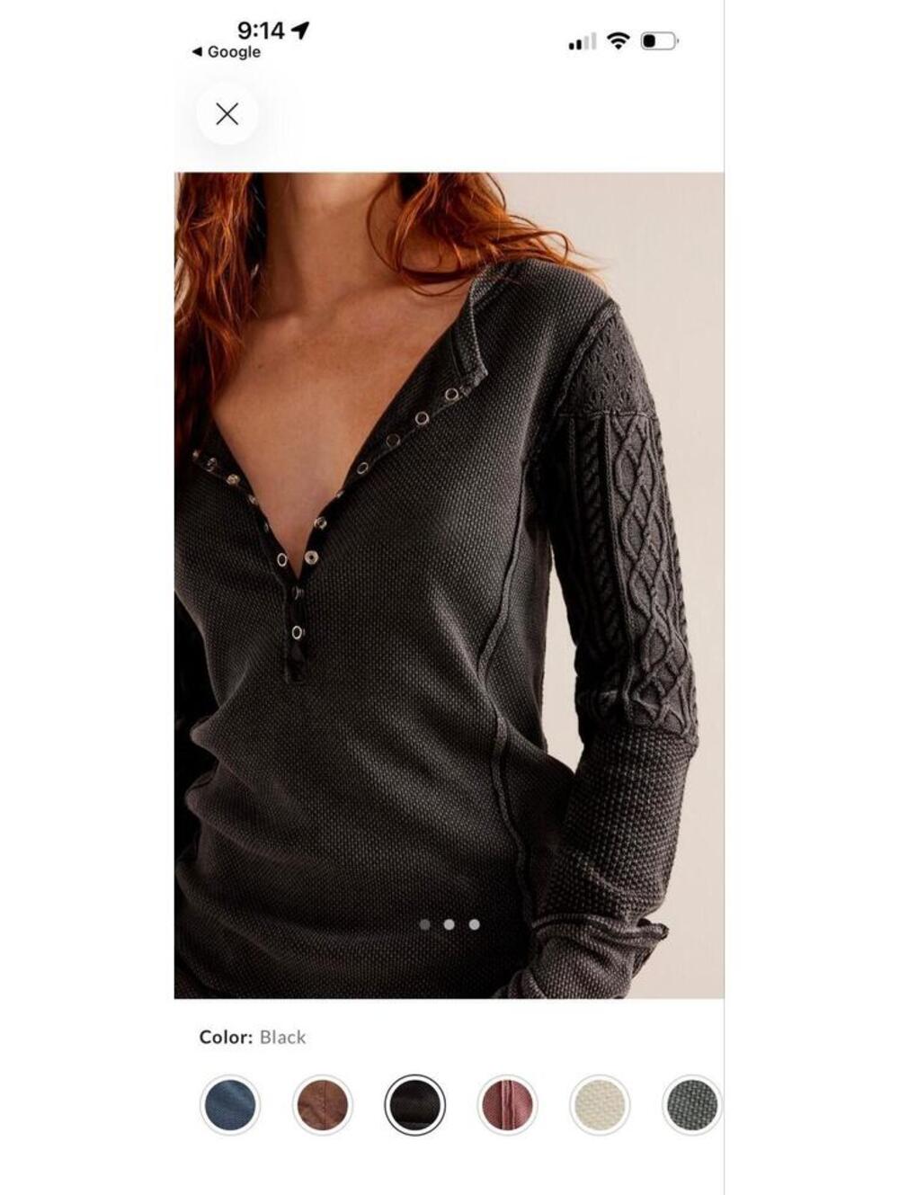 35. We the free twisted cable Henley top/M/NWOT
